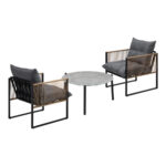 Livsip 3PCS Outdoor Patio Set Grey 70cm Coffee Table Rattan Chairs