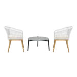 Livsip 3 Piece Outdoor Patio Set 70cm Table Polyester Chair Rope - Image 3