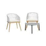 Livsip 3 Piece Outdoor Patio Set 70cm Table Polyester Chair Rope - Image 7