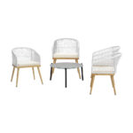 Livsip 5 Piece Outdoor Patio Set 70cm Table Polyester Chair Rope - Image 3