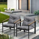 Livsip 2 Piece Outdoor Armchair Lounge Sofa Black - Image 7