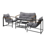 Livsip 4 Seater Outdoor Lounge Sofa Set Patio Chairs Table - Image 3