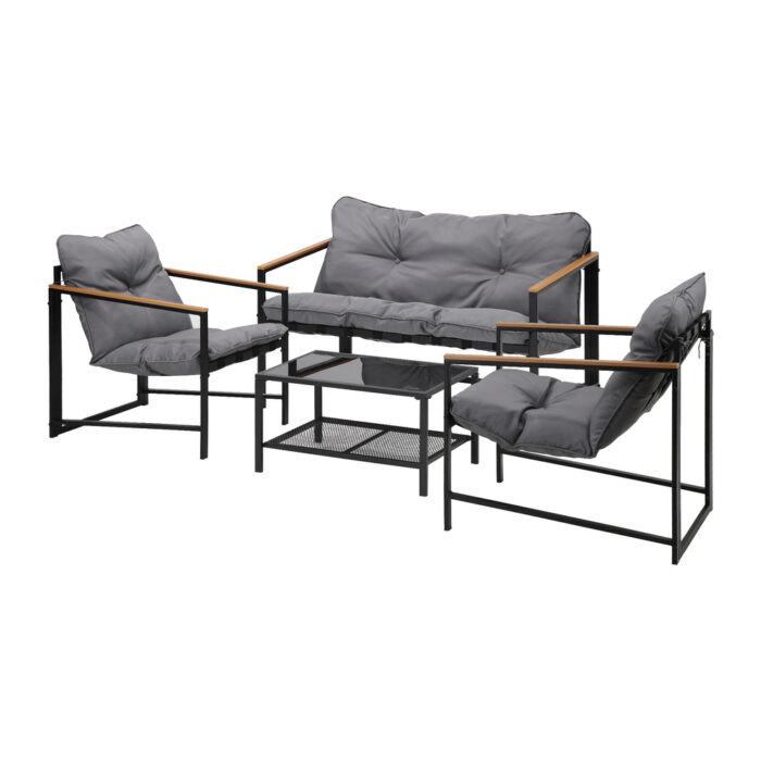 Livsip 4 Seater Outdoor Lounge Sofa Set Patio Chairs Table - Image 3