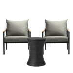 Livsip Outdoor Patio Set Ice Bucket Black Table Sofa Setting 3pcs - Image 7