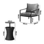 Livsip Outdoor Patio Set Ice Bucket Black Table Sofa Setting 3pcs - Image 2