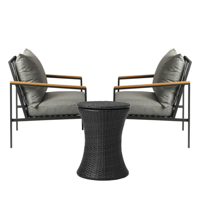 Livsip Outdoor Patio Set Ice Bucket Black Table Sofa Setting 3pcs - Image 6