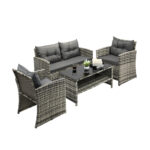 Livsip Outdoor Patio Set Wicker Table&Chairs 4 Piece