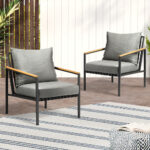 Livsip Outdoor Chairs with Cushions Black Frame X2 - Image 5