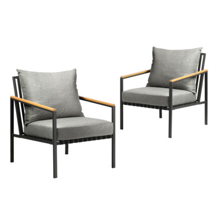 Livsip Outdoor Chairs with Cushions Black Frame X2