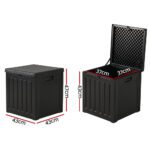 Gardeon Outdoor Storage Box 80L Container Lockable Garden Toy Tool Shed Black - Image 2
