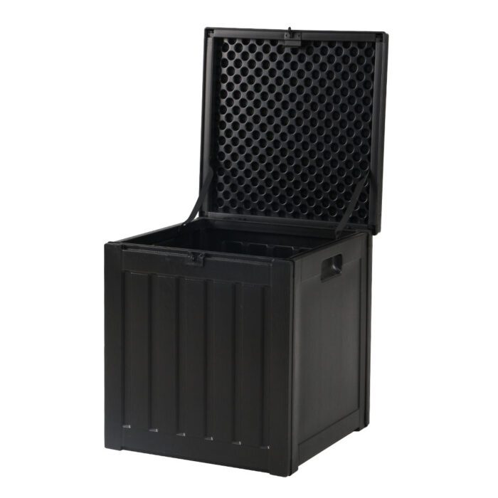 Gardeon Outdoor Storage Box 80L Container Lockable Garden Toy Tool Shed Black - Image 3