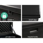 Gardeon Outdoor Storage Box 80L Container Lockable Garden Toy Tool Shed Black - Image 6