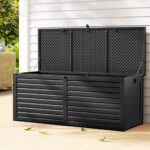 Gardeon Outdoor Storage Box 390L Container Lockable Garden Bench Shed Tools Toy All Black