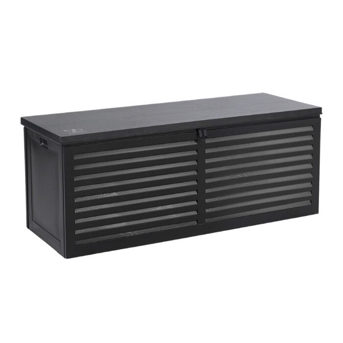 Gardeon Outdoor Storage Box 390L Container Lockable Garden Bench Shed Tools Toy All Black - Image 4