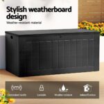 Gardeon Outdoor Storage Box 830L Container Lockable Bench Tool Shed All Black - Image 4