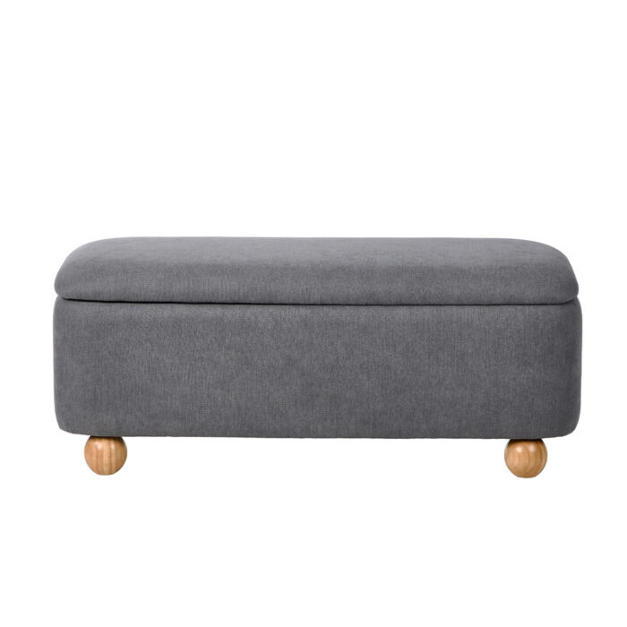 Oikiture Storage Ottoman Foot Stool Linen Couch Bench Blanket Box - Image 9