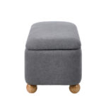 Oikiture Storage Ottoman Foot Stool Linen Couch Bench Blanket Box - Image 3