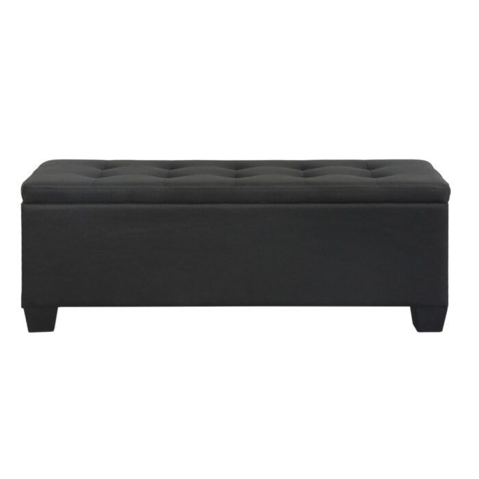 Artiss Storage Ottoman Blanket Box 97cm Linen Black - Image 3