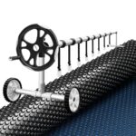 Aqua Buddy Pool Cover 600 Micron 11x4.8m w/ Roller 5.55m Swimming Pools Black Solar Blanket