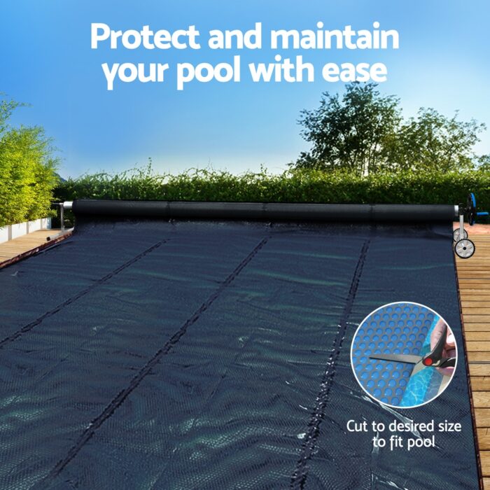 Aqua Buddy Pool Cover 600 Micron 11x4.8m w/ Roller 5.55m Black Solar Blanket - Image 4