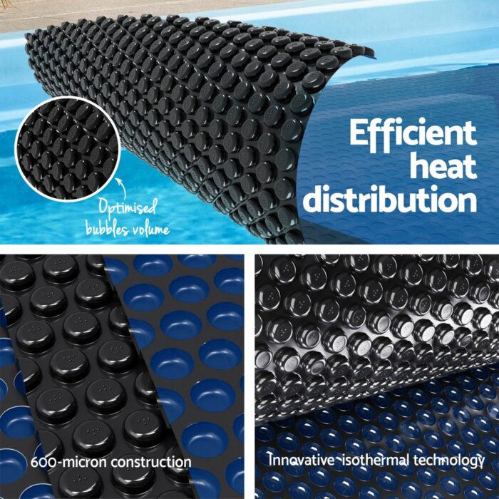 Aqua Buddy Pool Cover 600 Micron 11x4.8m w/ Roller 5.55m Black Solar Blanket - Image 5