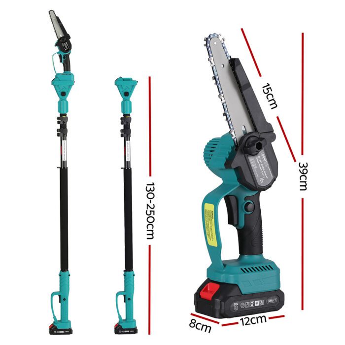 Giantz Telescopic Pole Chainsaw 6 Inch Cordless Tree Trimmer Kit 20V Battery - Image 2
