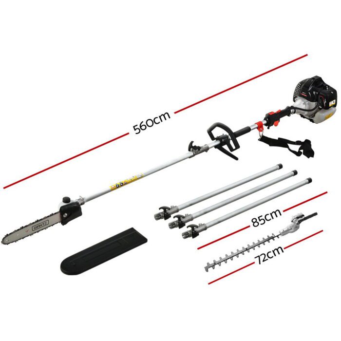 Giantz 62CC Pole Chainsaw Hedge Trimmer 12in Chain Saw 5.6m Long Reach - Image 2