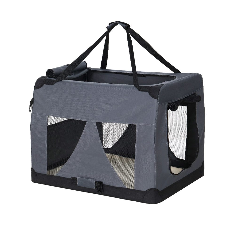 PET-CARRIER-M-GR-00 i.Pet Pet Carrier Soft Crate Dog Cat Travel 60x42CM Portable Foldable Car M - Image 1