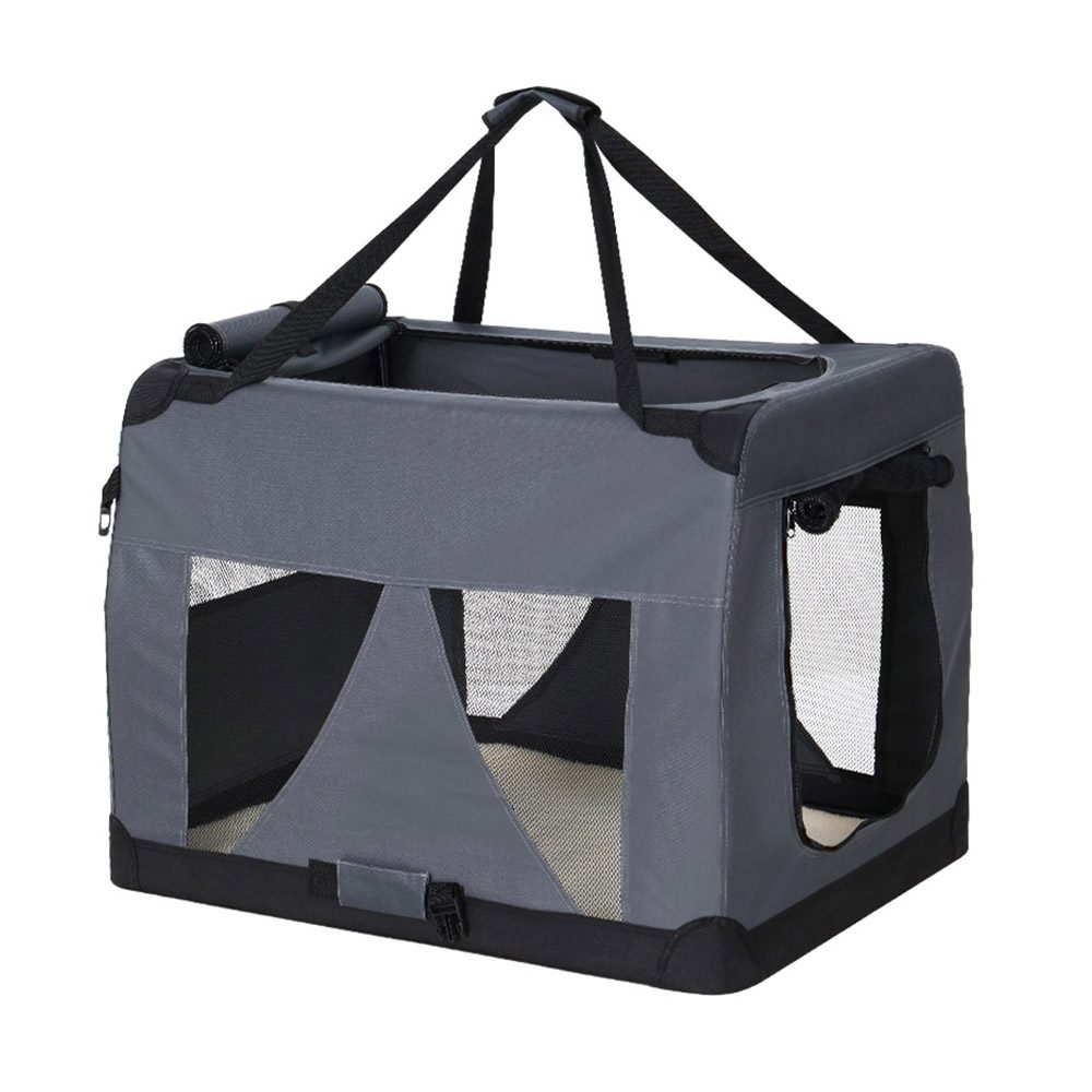 PET-CARRIER-XL-GR-00 i.Pet Pet Carrier Soft Crate Dog Cat Travel 82x58CM Portable Foldable Car XL - Image 1
