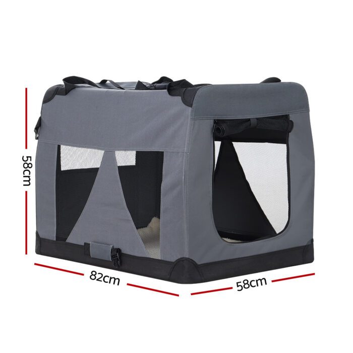 i.Pet Pet Carrier Soft Crate Dog Cat Travel 82x58CM Portable Foldable Car XL - Image 2