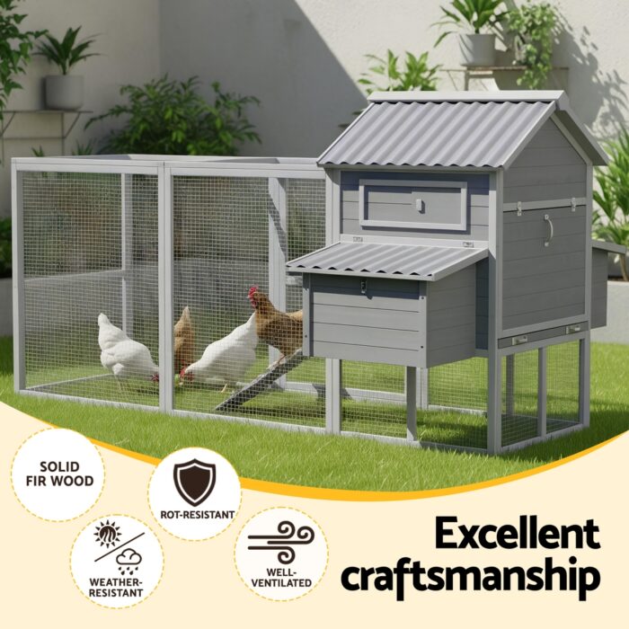 i.Pet Chicken Coop Rabbit Hutch Extra Large Wooden Run Bunny Cage Poultry House Outdoor - Image 4