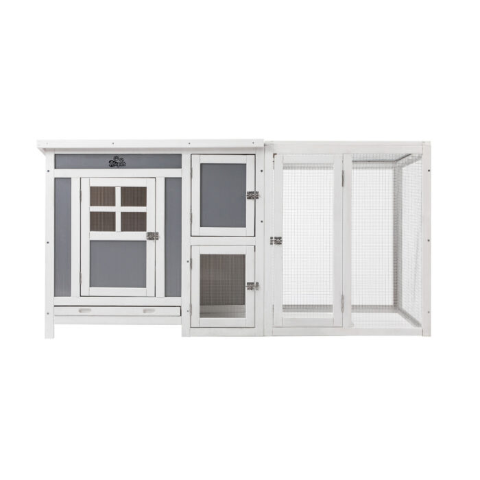 Alopet Chicken Coop Rabbit Hutch Wooden Cage Double Hatch - Image 2
