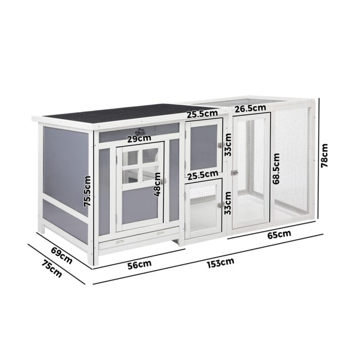 Alopet Chicken Coop Rabbit Hutch Wooden Cage Double Hatch - Image 3