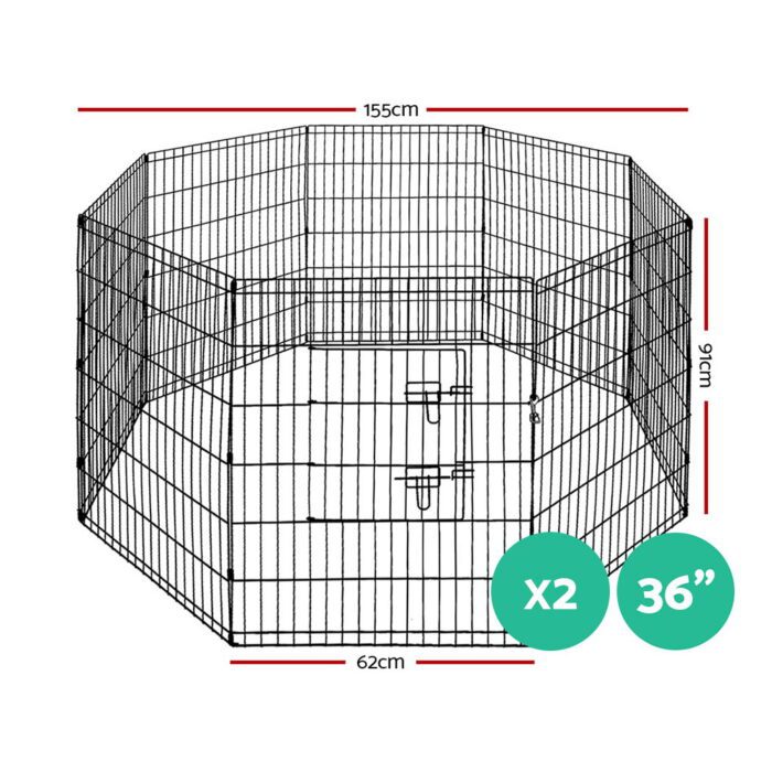 i.Pet 2x36" 8 Panel Dog Playpen Pet Fence Exercise Cage Enclosure Play Pen - Image 2