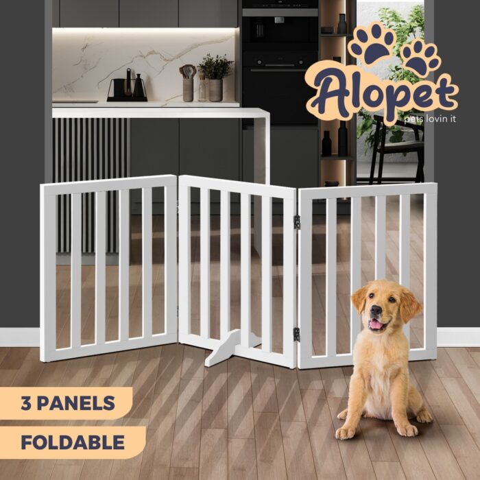 Alopet Wooden Pet Gate Dog Fence 3 Panels - Image 5