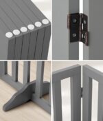 Alopet Wooden Pet Gate Safety Stair Barrier 6-Panel Grey - Image 4