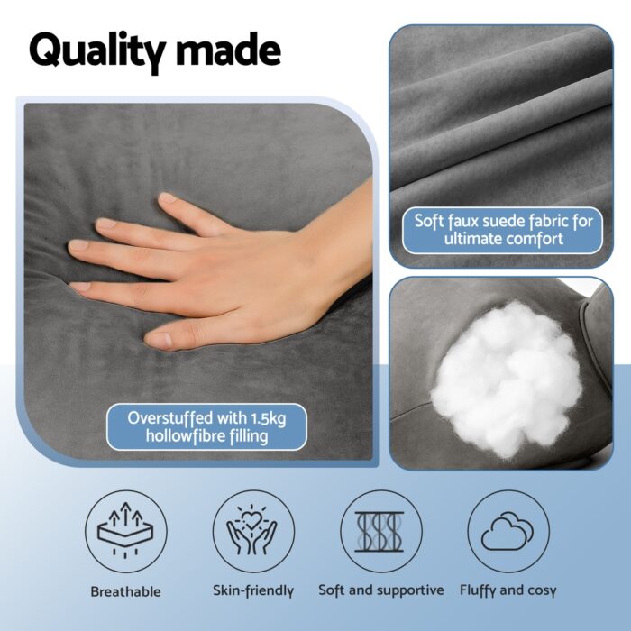 Giselle Reading Pillow Back Rest Lumbar Support Cushion Grey - Image 5