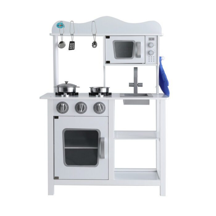 Keezi Kids Kitchen Play Set Wooden Pretend Toys Cooking Children Cookware Food - Image 3