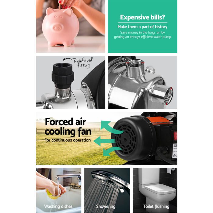 Giantz Garden Water Pump High Pressure 800W Max Tank Rain Farm Irrigation House - Image 6