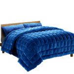 Giselle Bedding Faux Mink Quilt Blue Queen