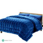 Giselle Bedding Faux Mink Quilt Blue Queen - Image 2