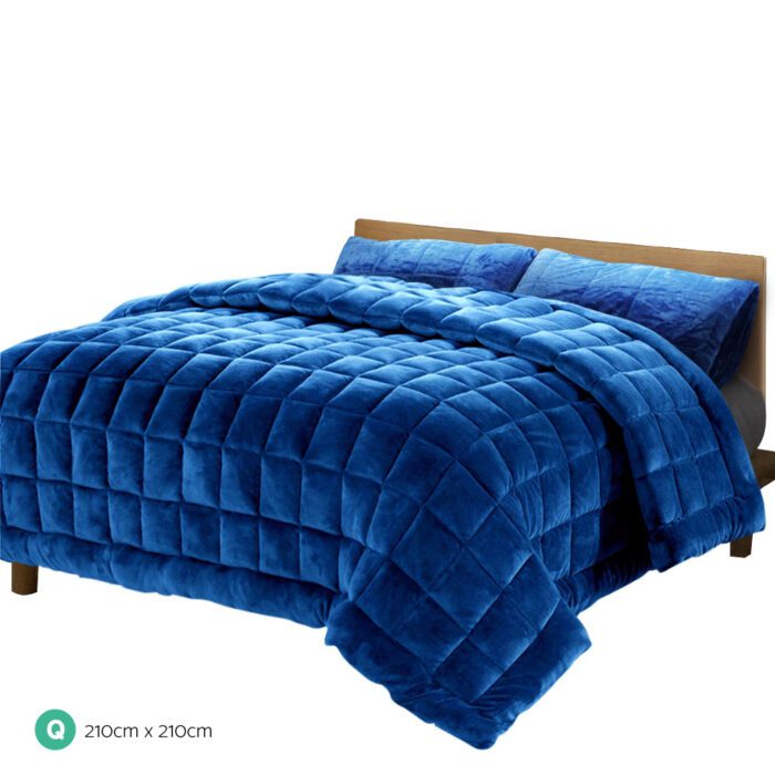 Giselle Bedding Faux Mink Quilt Blue Queen - Image 2