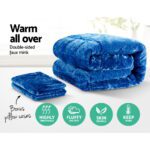 Giselle Bedding Faux Mink Quilt Blue Queen - Image 3