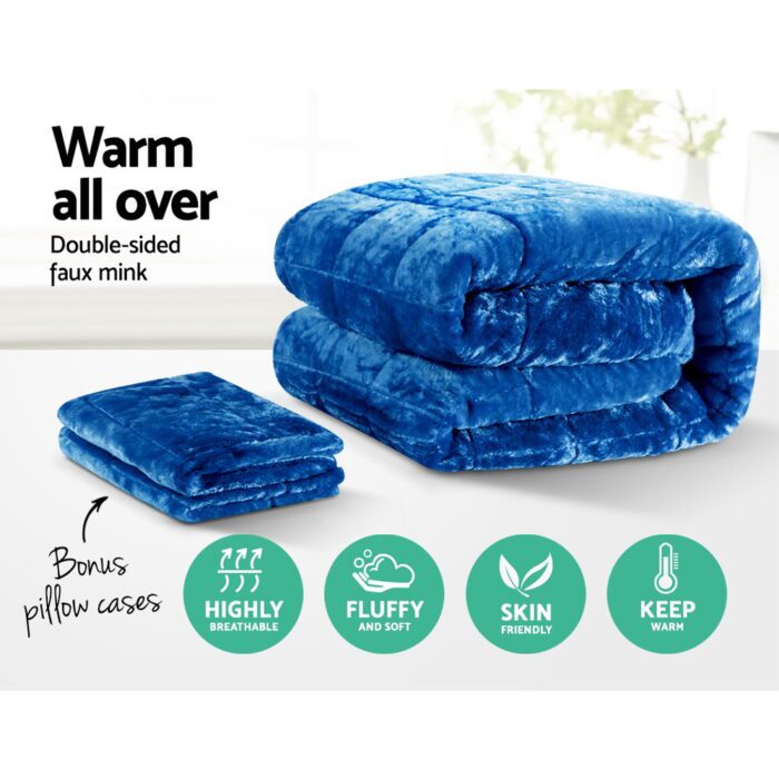 Giselle Bedding Faux Mink Quilt Blue Queen - Image 3