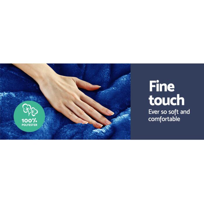 Giselle Bedding Faux Mink Quilt Blue Queen - Image 4