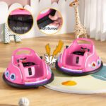 Kids Ride On Car Bumper Electric Ride On Cars Light Remote Angry Birds Sticker Pink - Image 5