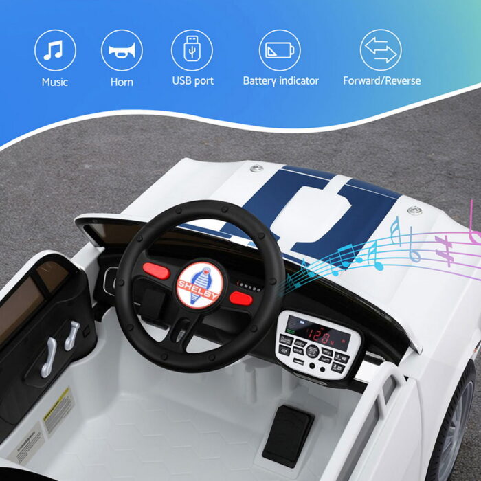 Kids Electric Ride On Car Licensed GT350 Outdoor Toys Cars Music Remote White - Image 6