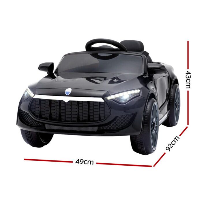 Rigo Kids Electric Ride On Car Toys Cars Horn Music Remote Control 12V Black - Image 2