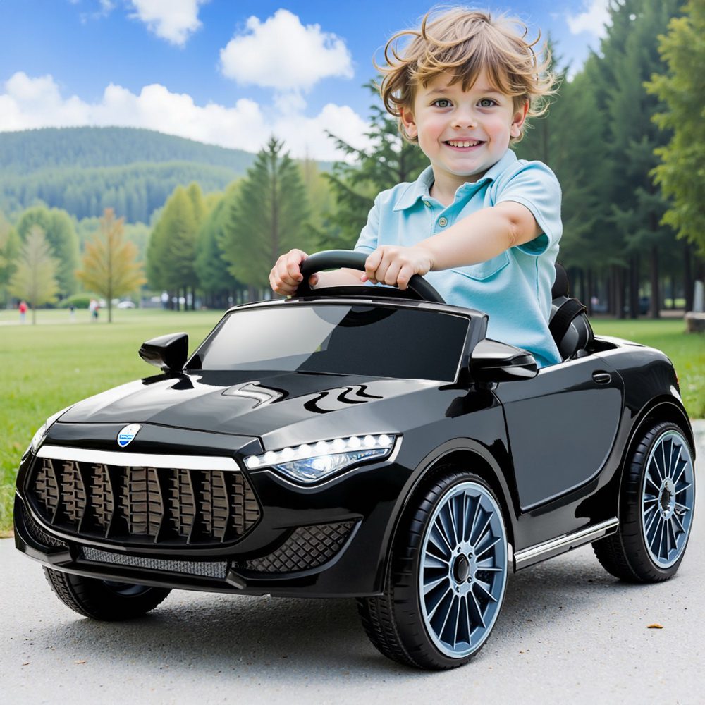 RCAR-MASRT-S-BK-13925-07 Rigo Kids Electric Ride On Car Toys Cars Horn Music Remote Control 12V Black - Image 1