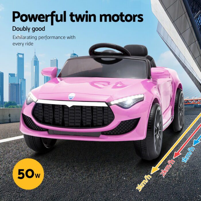 Rigo Kids Electric Ride On Car Toys Cars Headlight Music Remote Control 12V Pink - Image 4